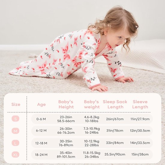 Set van 2 babyslaapzak voor de zomer, 100% katoen, 0,5 TOG, zomerslaapzak met mouwen, draagbare deken, babyslaapzak, zachte slaapromper, 84 cm, voor pasgeborenen en peuters, 12-18 maanden