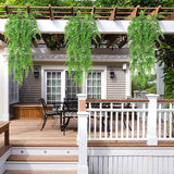 4 stuks hangende kunstplanten, 80cm kunstmatige hangende planten, nep klimop wijnstok, nep Boston groene plant plastic planten, voor muur, balkon, tuin, bruiloft, binnen, buiten, feest, decoratie (varen groene bladeren)
