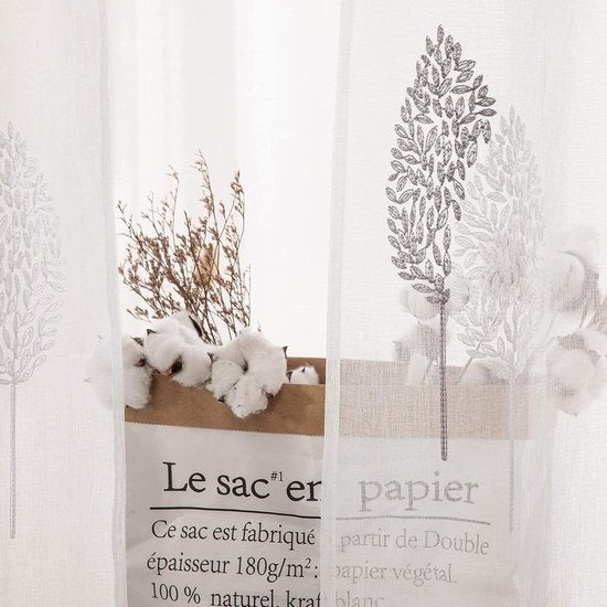 Sheer voile floral embroidery curtains with eyelets, transparent1