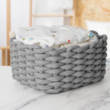 Set of 4 Storage Baskets Braided Cotton Rope - Basket Storage Braided - Stackable Storage Basket for Children's Room Living Room Bathroom, Grey