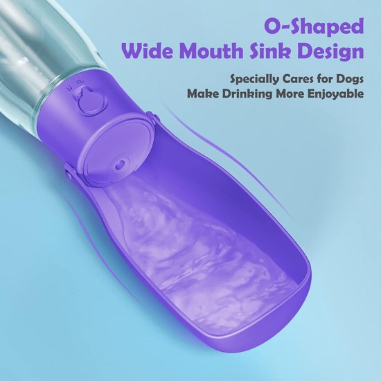 Opvouwbare drinkfles voor honden voor onderweg met vaatwasmachinebestendig design, draagbare drinkfles voor hond en kat, buiten tijdens het wandelen, lekvrije hondendrinkfles voor onderweg