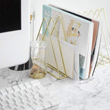 2 stuks krantenrek: modern krantenrek, tijdschriftenrek, boekenrek, tijdschriftenverzamelaar, 9 sleuven boekenstandaard, metalen organisatierek voor kantoor thuis (goud)