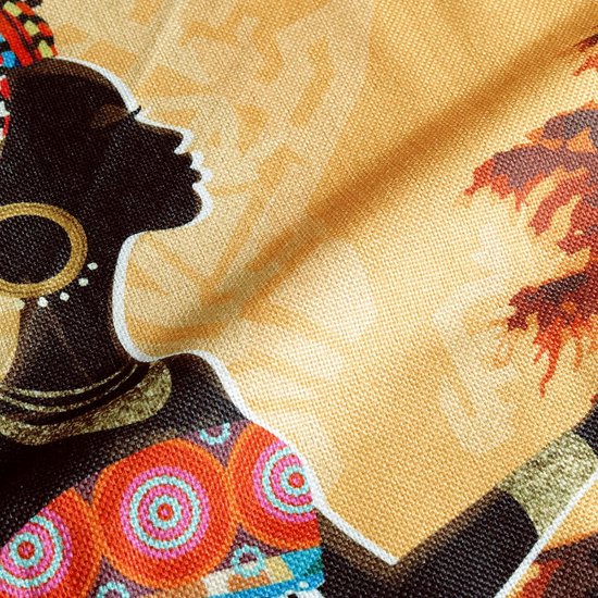 Set van 4 kussenslopen, Afrikaanse vrouwen, 45 x 45 cm, etnische stammen, polyester, linnen, decoratieve kussenovertrekken voor bank, slaapkamer, woonkamer, auto, woondecoratie