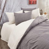 Beddengoedsets - Onderhoudsvriendelijk gewassen katoen - Ademend Duurzaam Zacht dekbedovertrek met ritssluiting - Beddengoedsets met kussenslopen - 155x220 / 80x80 - (grijs en wit)