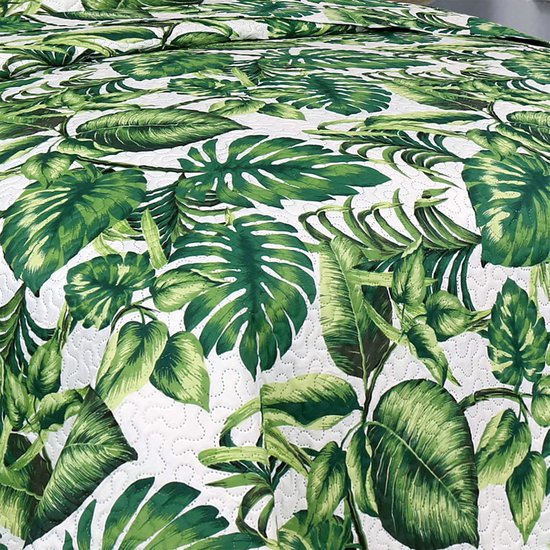 Sprei, quilt, bedsprei Tavira, 3-delige set met 2 kussenslopen 40 x 40 cm, keuze aan kleuren en maten (groen-wit-ecru - jungle, 220 x 240 cm)