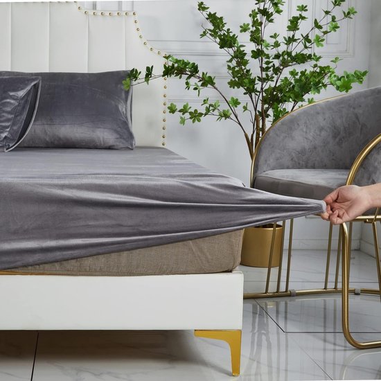 Fleece hoeslaken, 90 x 200 cm, grijs, winter, fluweel, warm, behaaglijk, boxspringbed, badstof laken, flanel, hoeslaken, effen patroon, hoeslakens, set van 90 x 200 cm voor hoge matras, matrashoogte 25-30 cm