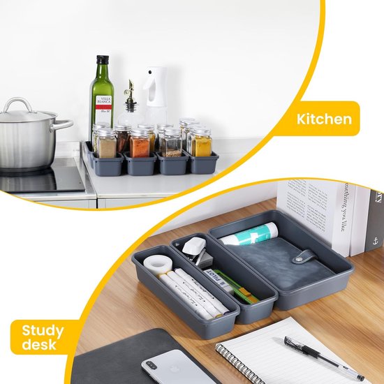 Lade-organizer, opbergsysteem, 32-delige lade-organizer voor kantoor, 3 maten, antislip lade-organizer voor bureau, badkamer, keuken, gebruiksvoorwerpen