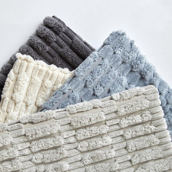 Set van 4 decoratieve kussenslopen, 30 x 50 cm, grijs, corduroy fluweel, kussen, bankkussen, sierkussen, wollige kussenslopen, kussenhoes voor bank, bank