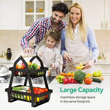 Fruitetagère voor 2 dieren, fruitschaal, fruitschaal, afneembare etagère, fruit, keukenopbergmand, groenterek, fruit, fruit, brood, snackmand (zwart)