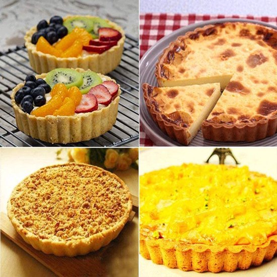 2 x siliconen fruitcakevorm, 30 cm, ronde bakvorm, quichevorm, taartbodemvorm, bakplaat, taartbodemvorm voor taarten, gebakvorm om te bakken met 4 borstels