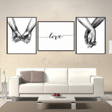3-delige premium posterset, hand in hand, muurposterset, zonder lijst, wanddecoratie, afbeelding, woonkamer, slaapkamer, moderne beeldende kunst (50 x 70 cm)