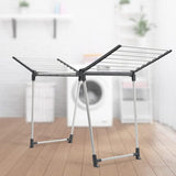 Droogrek, grote wasdroger - vleugelwasdroger voor lange was, droger met inklapbare vleugels, gepoedercoat staande droger - 2 vleugels