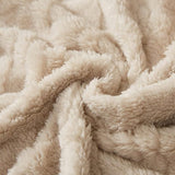 Knuffeldeken, 150 x 200 cm, woondeken, lamsdeken, wollige zachte sofadeken, fleecedeken, warme knuffeldeken voor bed, bank, beige