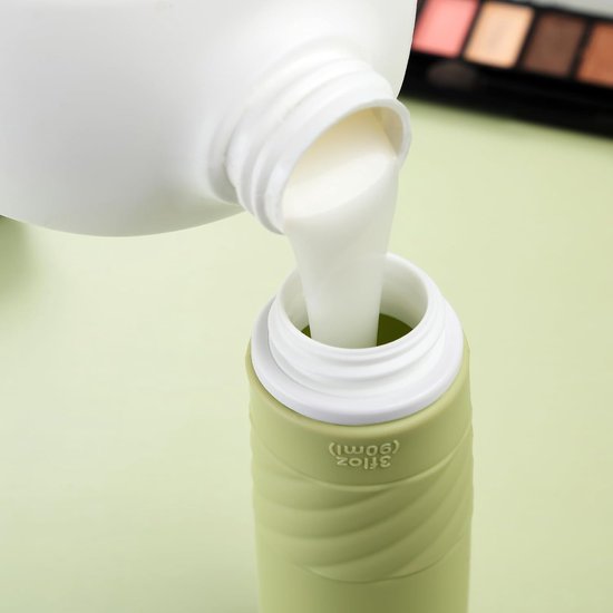 Siliconen reisflessenset, 90 ml, 4 stuks reisflessen om te vullen, lekvrij, cosmeticaflessen om te vullen op reis, container, BPA-vrij, FDA-goedgekeurd, voor het vullen van douchegellotion