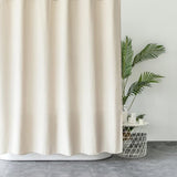 Waterproof Shower Curtain, 182 x 92 cm, Linen Bath Curtain with Impermeable Coating, Anti-Mould Fabric, Textile Shower Curtain with 12 Shower Curtain Rings, Washable, Beige