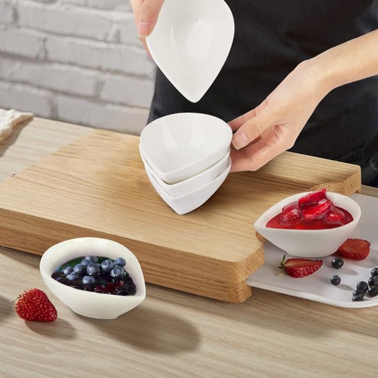 Dip schaaltjes wit keramiek dessertkommen serveerschaal set van 6 - goed voor snacks, dessert, dips en sauzen, granen, ketchup (150 ml/stuks)