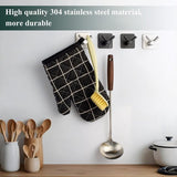 Handdoekhaken, handdoekrail, 4 stuks, zonder boren, zelfklevende haken, badkamer roestvrijstalen haken met twee schakels, stijlvolle muurhaken, extra sterke zelfklevende haken, geschikt voor thuis, badkamer, kantoor