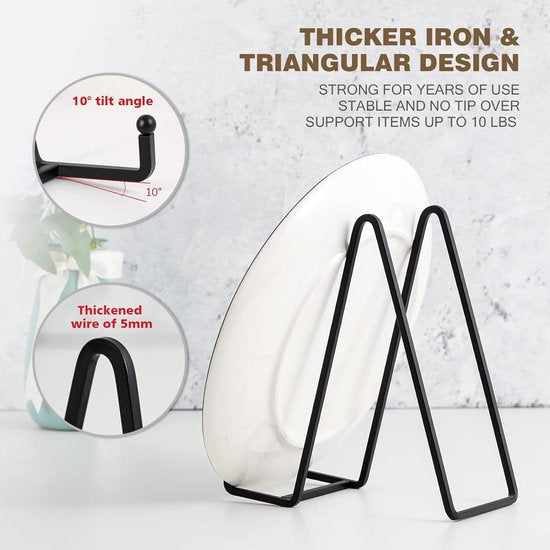 Easel Stand Plate Stand Metal - Pack of 2 Plate Stands - Decorative Plate Holder - Decorative Plate Holder - Iron Easel for Plates | Photo | Books | Picture | Picture | Picture Frame - Black - 20.5 cm