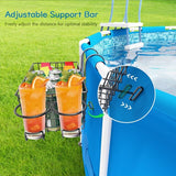 Zwembadmand, metalen zwembadmand, bekerhouder, handdoek, opbergrek, groot hangend zwembadaccessoire-organizer, opbergdoos met dik rooster, 2 stuks