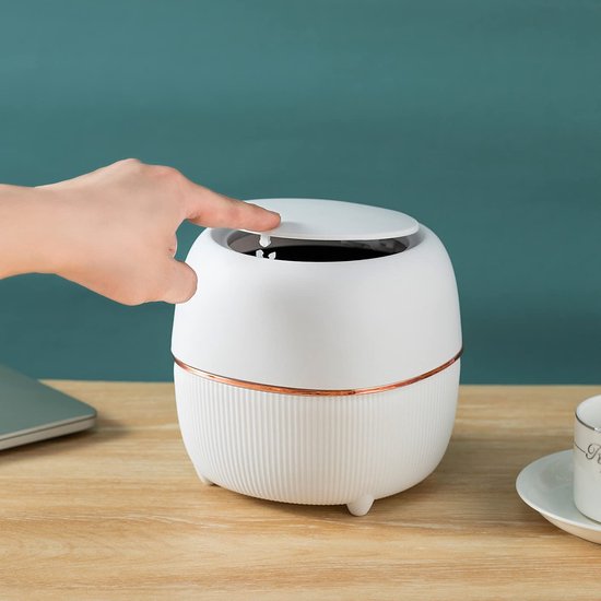 Plastic prullenbak Creatieve mini-desktopprullenbak met deksel Kleine prullenbak voor thuiskantoor