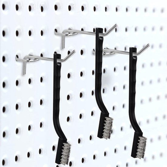 Mini roestvrijstalen draadborstelset (set van 15) - staalborstel met gebogen kunststof handgreep en ophanggat - ambachtelijke borstel voor het reinigen van metselwerk, metaalwerk