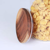 Glazen pot met houten deksel, luchtdichte voorraadpotten, hoogwaardige borosilicaatglas, voorraaddoos, bewaarpot voor spaghetti, muesli, meel, koffie, thee, 1150 ml