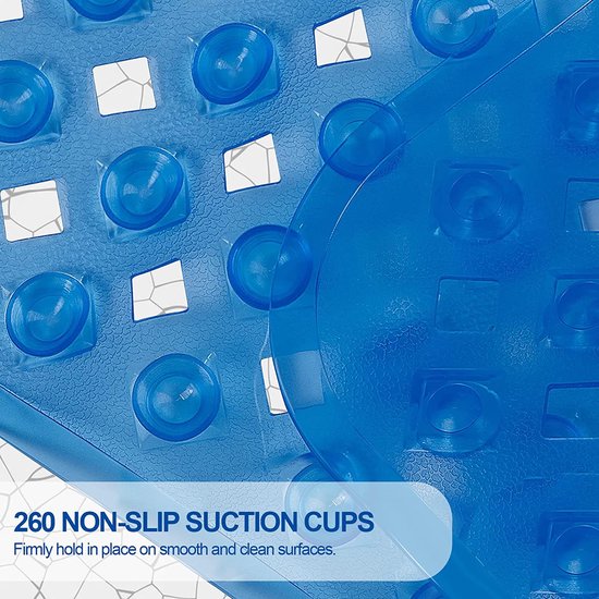 40x88cm douchemat antislip zuignappen machinewasbaar badkamer badmat badmatten voor badkamer (blauw)