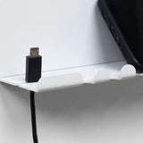 Wandplank 30 x 6 x 6 cm met 5 haken en kabelhouders, gemaakt van gepoedercoat plaatstaal. Inclusief sleutelrek-organizer en letters voor entree, keuken, kantoor. Kleur: wit.