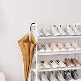 8-laags witte verstelbare schoenenrekken, schoenenopslag, hoge schoenenrek, organizer, plankhouder, standaard voor 24 paar schoenen, 56 x 30 x 140 cm, extra robuuste constructie