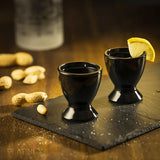 Zwarte eierdopjes van glas set 6-delige eierstandaard eierhouder ontbijt brunch egg cup likeurglazen max. 35 ml