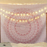 Mandala wandkleed roze wandtapijt Indiaas wandkleed tafelkleed Boheemse bloem hippie wanddoek voor kinderen 150 x 210 cm