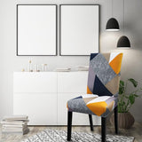 Stoelhoezen, 4 stuks, universeel, Stretch Stoelhoezen, Set van 4, moderne, elastische, duurzame stoelhoezen Voor Eetkamer, Banket, Decoratie (Oranje geometrie, 4 stuks)