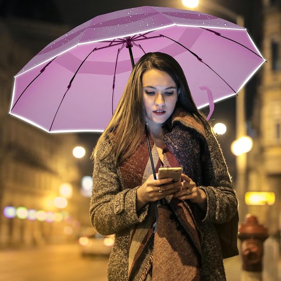 Compacte reisparaplu - Automatische stormbestendige paraplu voor regen, winddichte zakparaplu met 10 ribben, paraplu met omgekeerde vouw voor heren en dames