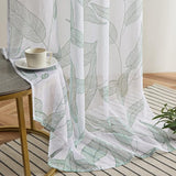 Stores Transparent Curtains with Eyelets Curtains Leaves Curtain Scarf Short Window Curtains Door Curtain Window Curtains for Small Windows Green on White Curtain 160 cm High 140 cm Wide Set