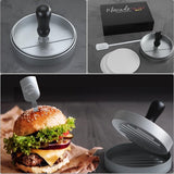 Burgerpers, aluminium, diameter 12 cm, hamburgerpers, 4 hamburgerspiesen en 60 vellen scheidingspapier, anti-hechting, hamburgerpers, hamburgerpers,