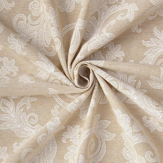 eettafelkleed, vierkant, afmetingen 145 x 145 cm, beige bloemenpatroon, chambray-katoen, voor middentafel, familiebijeenkomsten, feesten, feestdagen, wasbaar en herbruikbaar