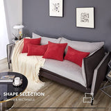 Deconovo Gestreepte Corduroy Kussenhoes Kerst met Verbogen Rits, 45x45 cm, Rood, Fluwelen Kussenovertrekken voor Bank, Woonkamer, Vierkante, set van 2