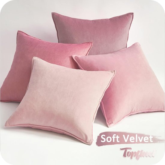 Kussensloop 40 x 40 cm, roze, set van 4 fluwelen kussenslopen, kussenovertrek, decoratieve kussensloop, voor bank, slaapkamer, woonkamer, balkon, kinderen, pluizig kleurverloop