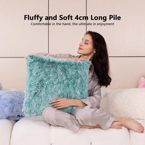 Superzachte kussensloop, 50 x 50 cm, decoratief dubbelzijdig pluche knuffelkussen, wollige, behaaglijke kussenslopen, knuffelkussen, kunstbont kussens, bankkussens voor bank.