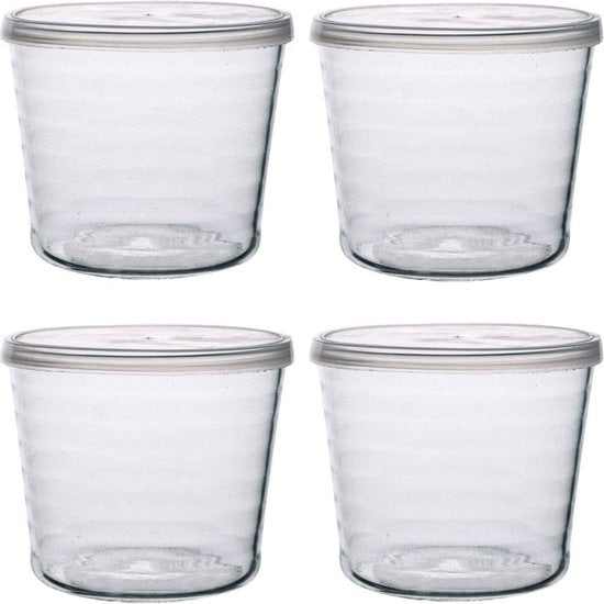 Glazen puddingschaal set van 4, dessertschaal met dekselset