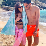 Strandhanddoek, groot, 100 x 200 cm, katoen, saunahanddoek, hamamdoek, yogadeken, pestemal, voor dames en heren, geschenkdoos, extra groot en licht, 100 x 200 cm (kersenbloesems-roze-mint, 2)