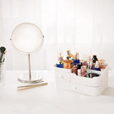 Make-up organizer, cosmetica-organizer, make-up, cosmetica opslag, make-up-opbergsysteem, make-up-opbergbox voor commode, slaapkamer, badkamer (2 laden, wit)