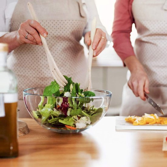 Saladeschaal glazen serveerschalen set, 2-delige kristalglazen kom, dessertkommen glas, fruitschaal glas, 20 cm