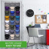 Baseball pethouder organizer hangt achter de deur, pethouder met transparante diepe vakken, hoedenhanger met 24 vakken, hoedenopbergtas met metalen haken (donkergrijs)