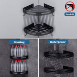Shower Shelf No Drilling Corner - Shower Shelf No Drilling Black Matt - Shower Shelf Corner Bathroom Organiser Bathroom Shelf with Strong Adhesive, Aluminium Corner Shelf Bathroom Pack of 2