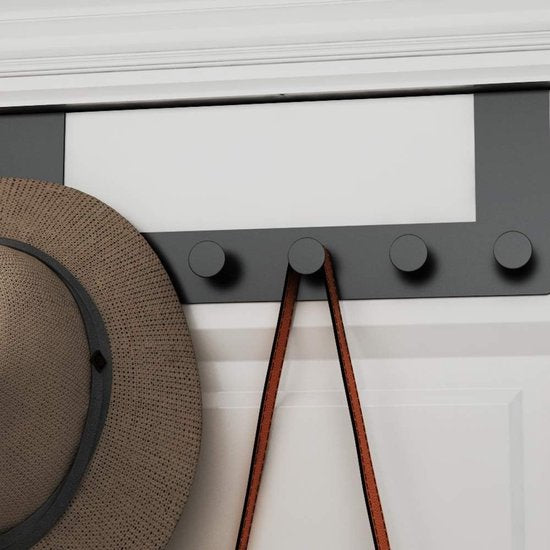 Kledinghaken, deurhaaklijst, inhangen, mat zwart, deurhaken om op te hangen zonder boren, om op te hangen, garderobehaken met krasbestendige achterkant, haaklijst, zwarte deurgarderobe