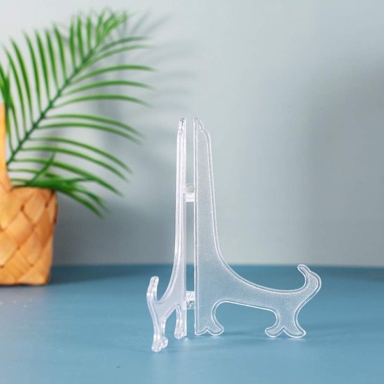 Transparante plastic ezels of standaard/bordhouder voor het weergeven van foto's of andere items op bruiloften, huisdecoratie.