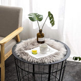 Schapenvacht Tapijt, Imitatiebont Lamsvacht - Schapenvel Imitatievacht | Kunstbont Tapijt Slaapkamer Woonkamer - Wasbaar Bont Tapijt, Decoratiebont - Grijs - 45 cm - Rond