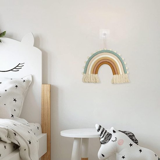 Kamerdecoratie, macramé, regenboog, wanddecoratie, handgeweven wolken, regenboog, macramé, wandtapijt, gevlochten koord, regenbooghanger in Scandinavische stijl, voor kinderslaapzaal,