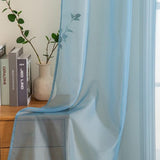 Voile-gordijn, transparant gordijn van voile, eenkleurig, met oogjes voor stang, luchtig deco-gordijn voor slaapkamer en woonkamer, set van 2, 175 x 140 cm (h x b), grijs blauw